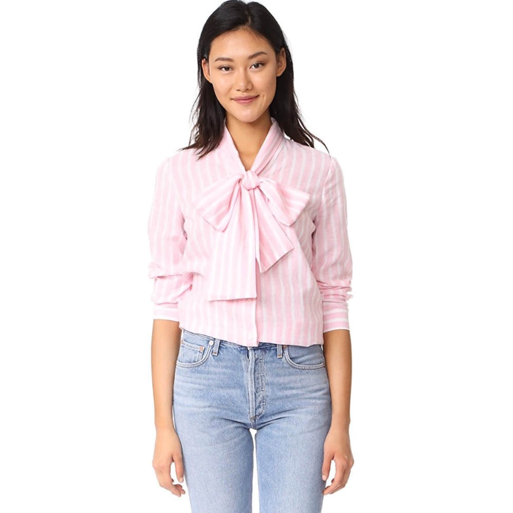 Ruken Tie Neck Blouse Pink Striped